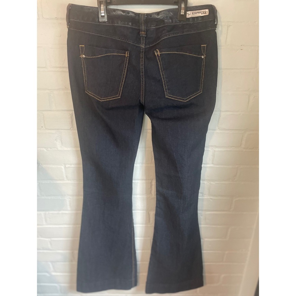 Express Stella Flare‎ Jeans Women's Size 8 Low Rise Dark Wash Denim - Picture 2 of 7
